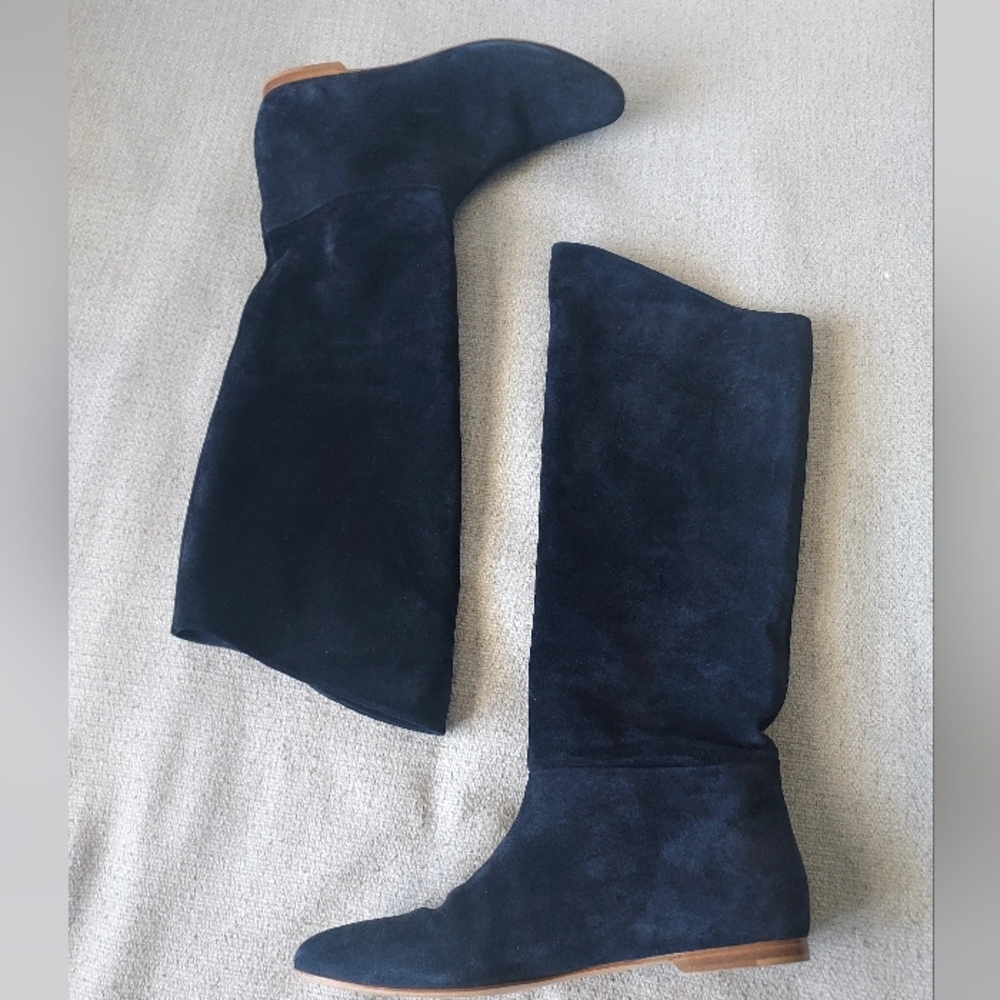 Belle By Sigerson Morrison Suede Dark Blue Knee-High Boots Sz-8
